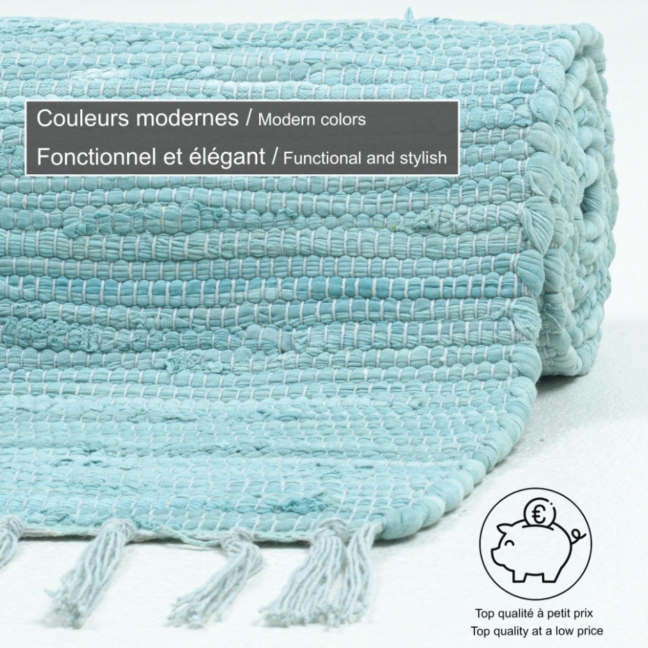 Tapis réversible coloré en coton tissé à la main - Happy Cotton