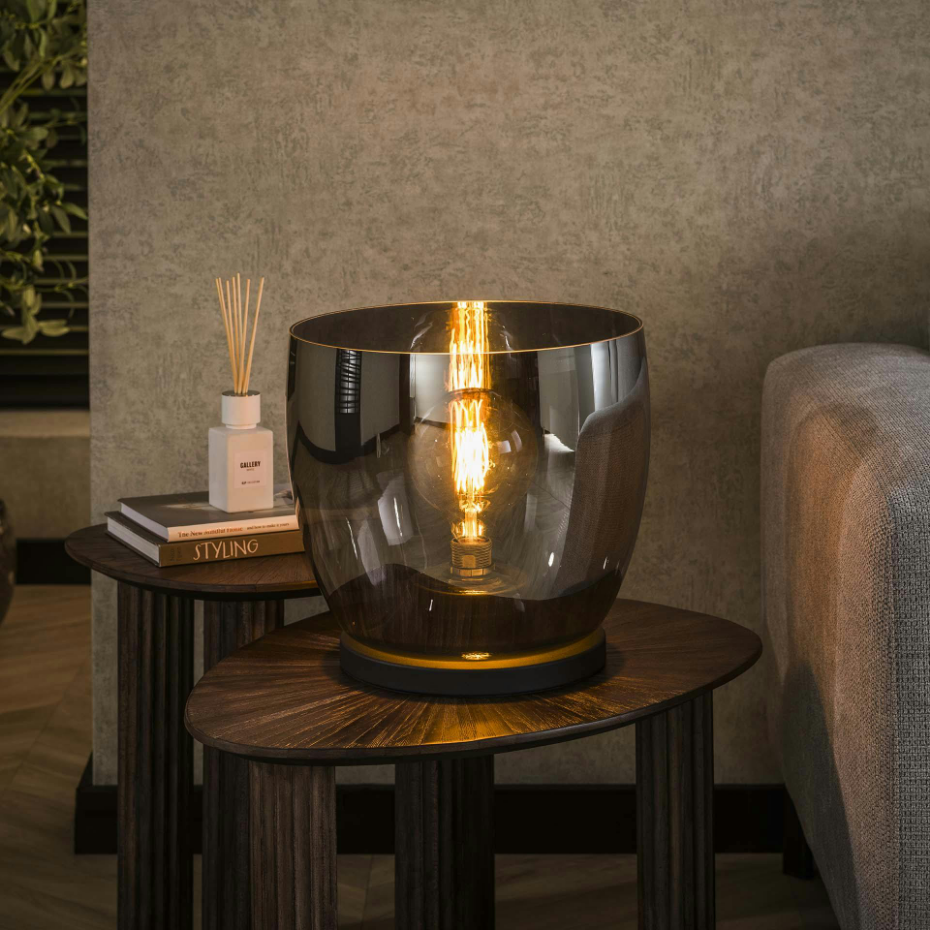 Lampe de salon moderne avec vasque en verre gris fumé 32 cm NIAGARA
