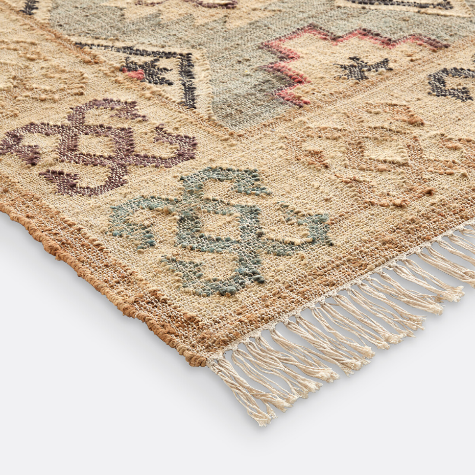 Tapis kilim jute et coton effet used, Kaliny