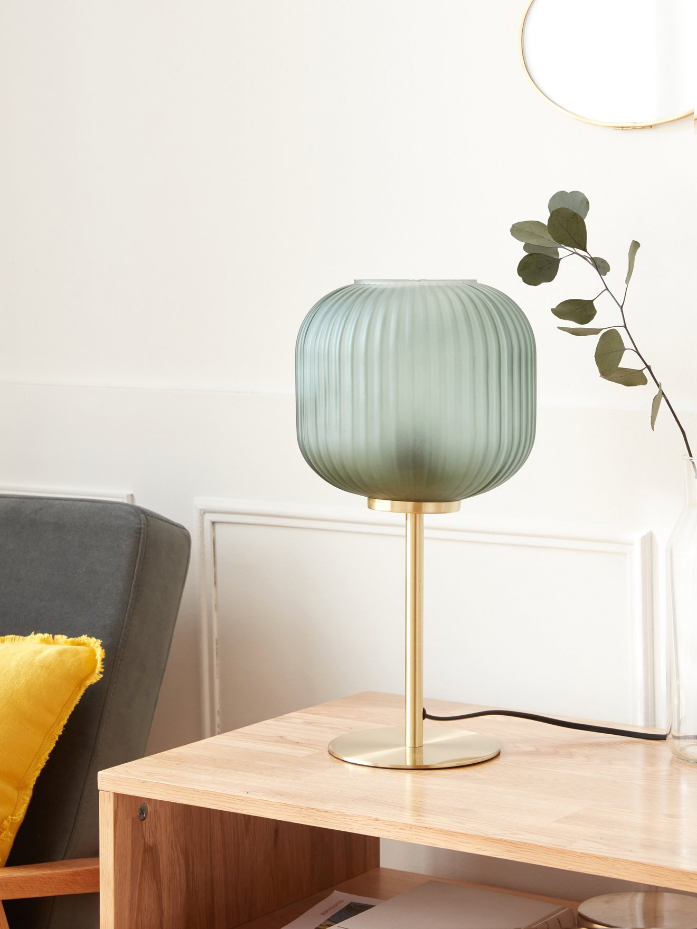 Lampe métal et verre strié