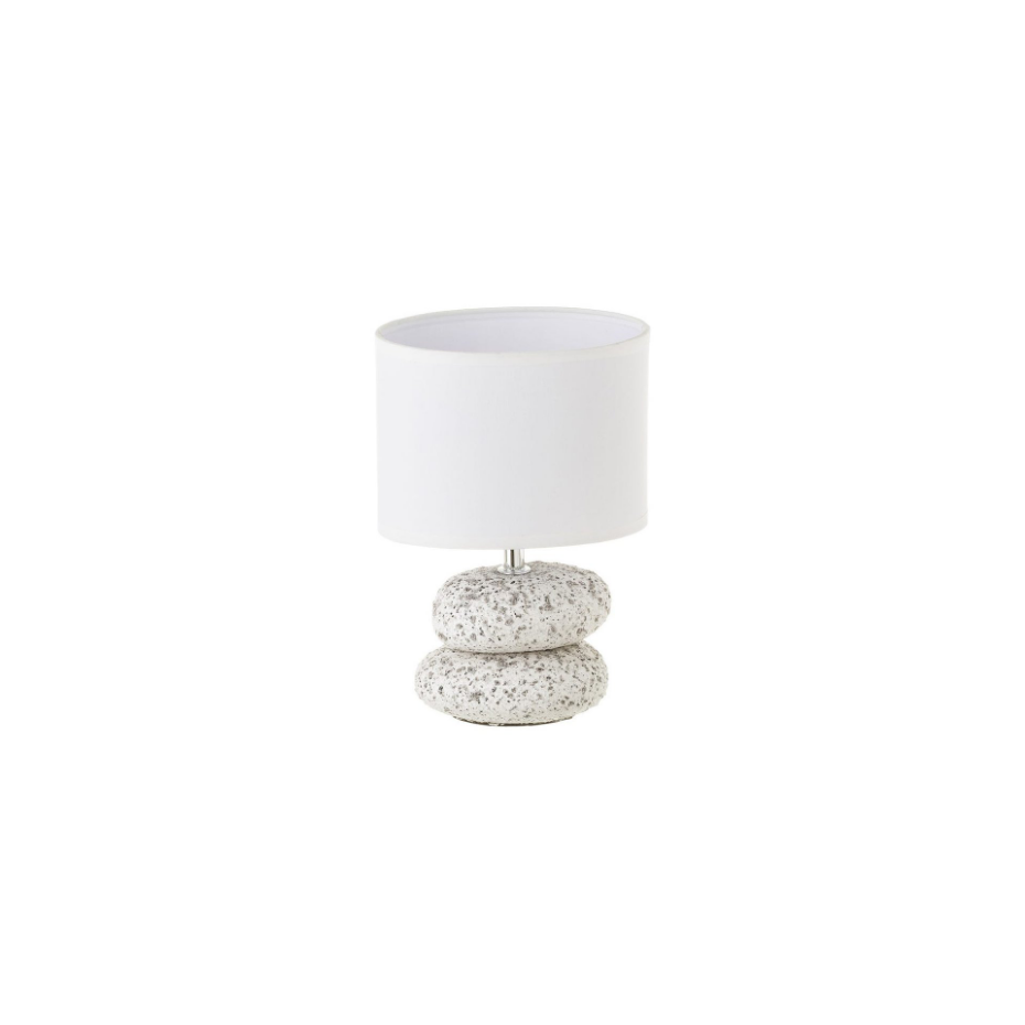 Lampe à Poser Galets Blancs Abat-jour Blanc