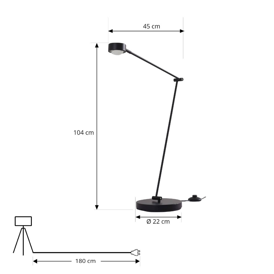 Lampadaire en métal moderne, Jyla