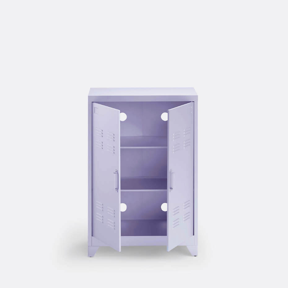 Armoire basse 2 portes en métal acier, Hiba