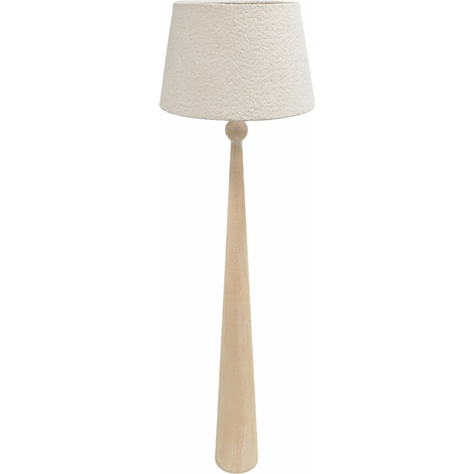 Lampadaire rond en bois avec abat-jour tissu