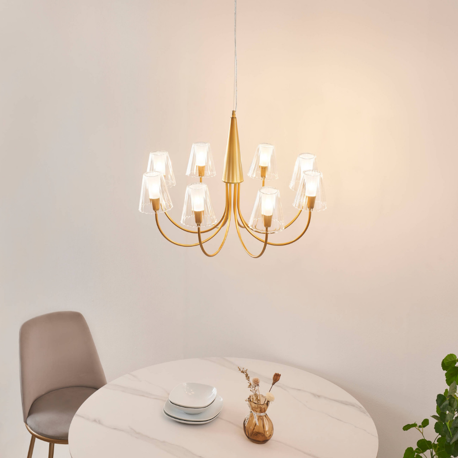 Lustre baroque abat-jours en verre - CERENOVA