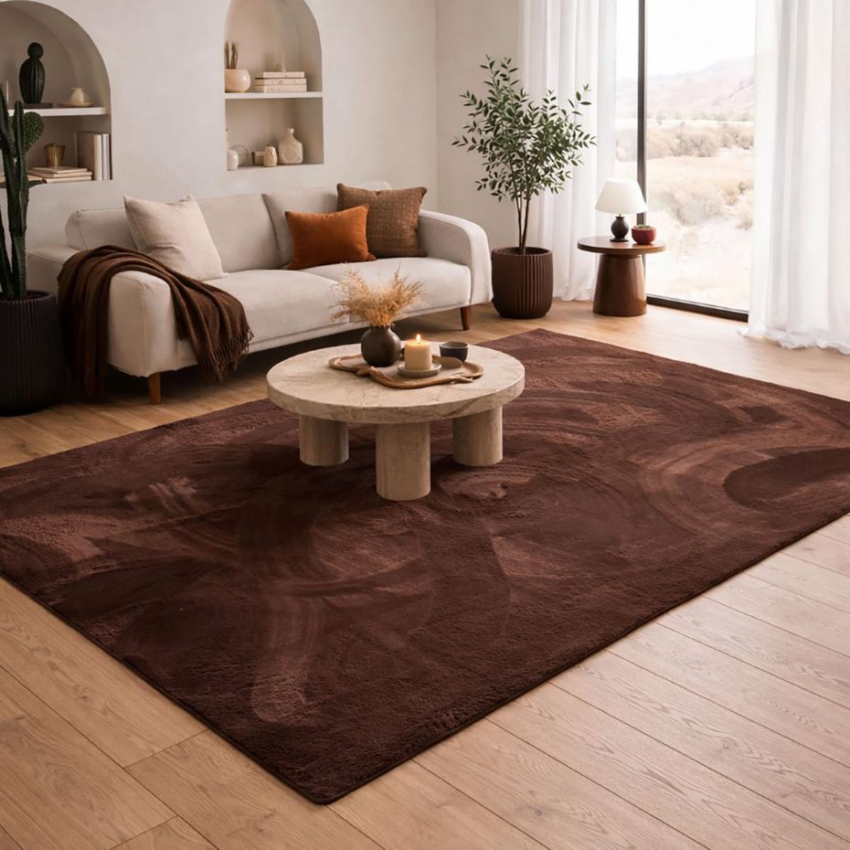 Tapis salon ultra doux, uni et lavable LYN50, aussi idéal pour la chambre