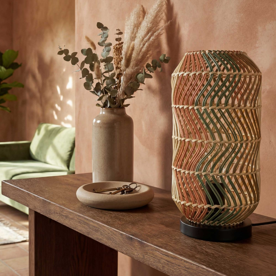 Lampe en rotin & métal, FOSCO