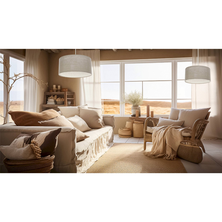 Suspension en lin rond Boho Elegant