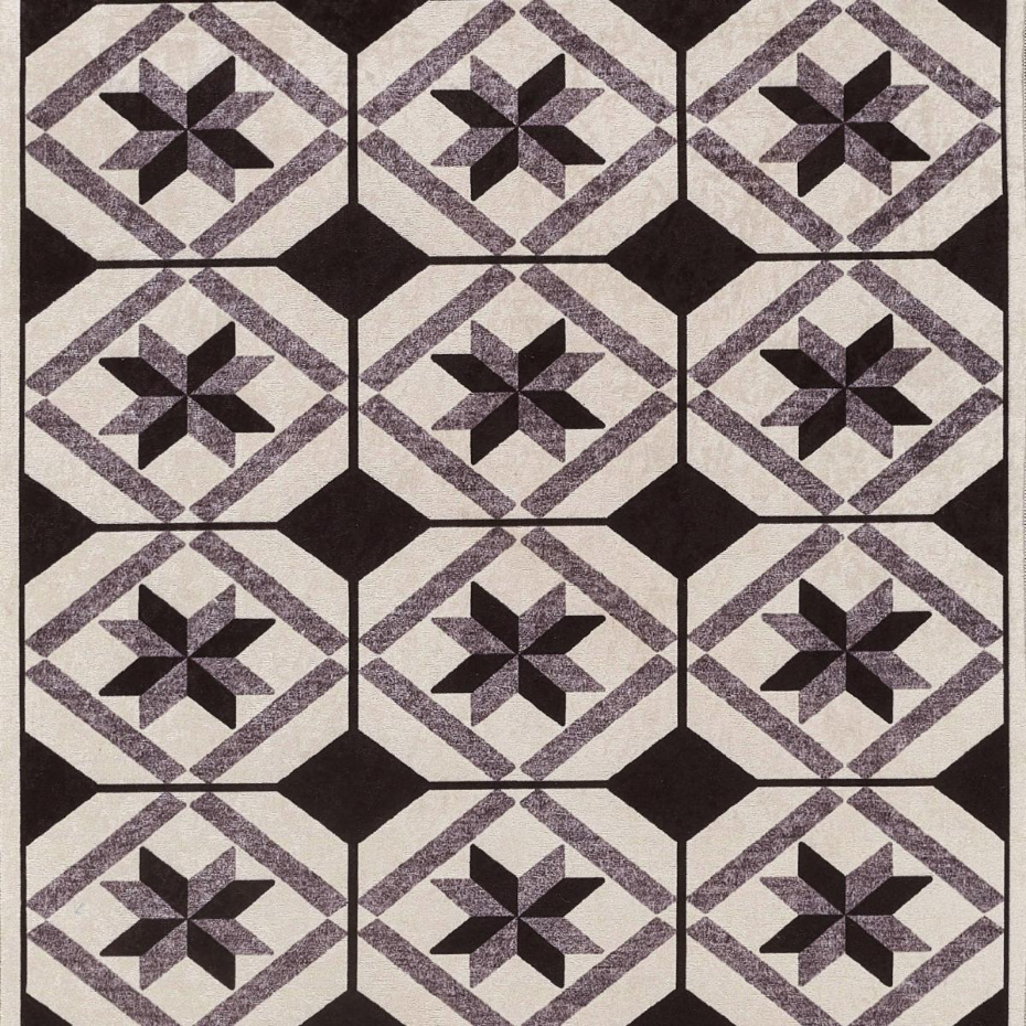 Tapis de cuisine motif carreaux de ciment LYN11 N&B