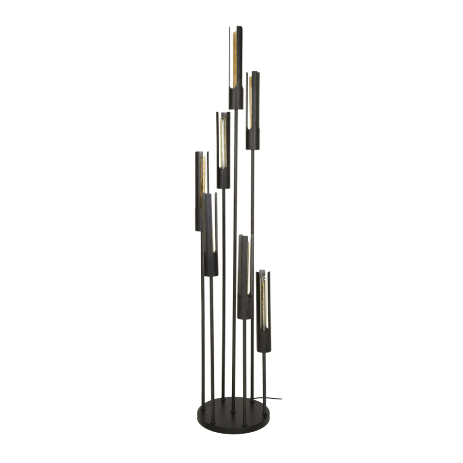 Lampadaire noir avec 7 abat-jour forme tube RALF