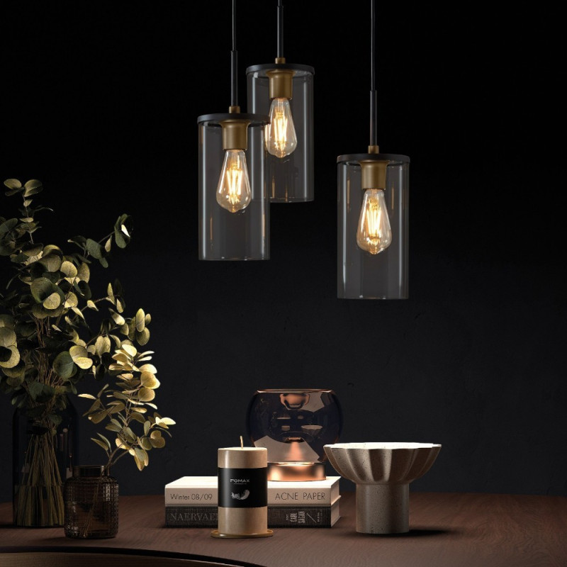 Suspension 3 lampes en verre D35 cm TRIO
