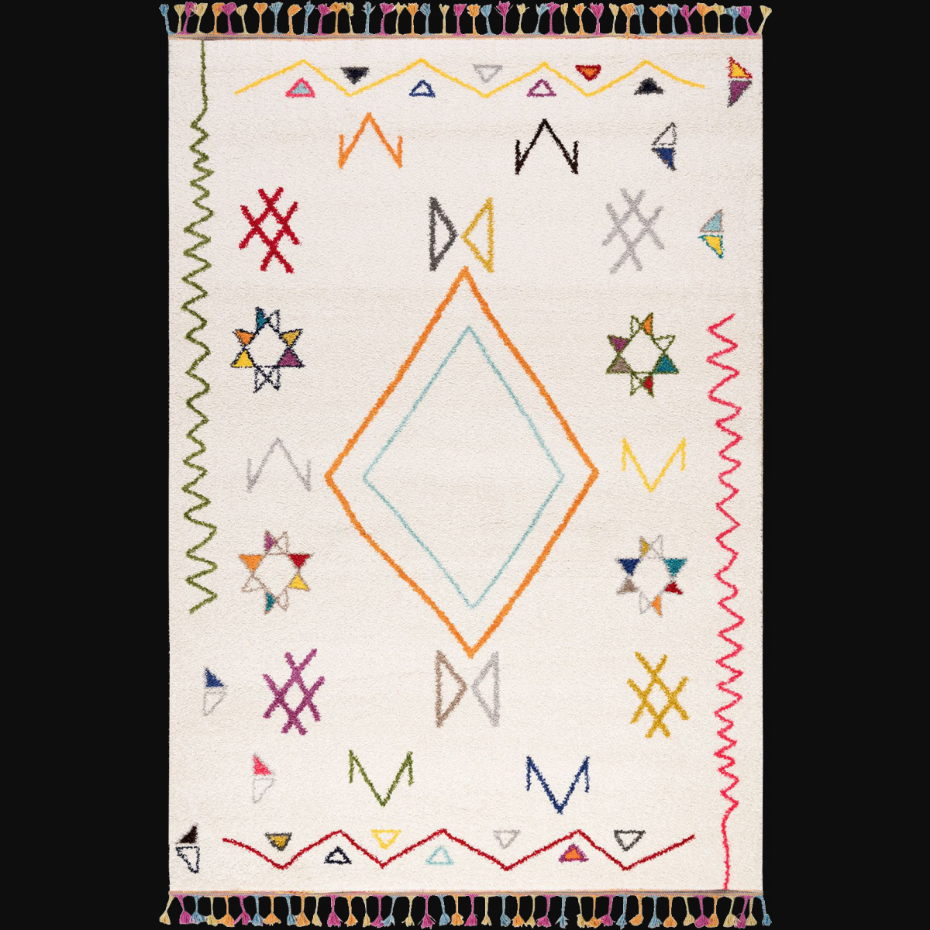 Tapis berbère tissé motif ethnic LYN5 JADIDA