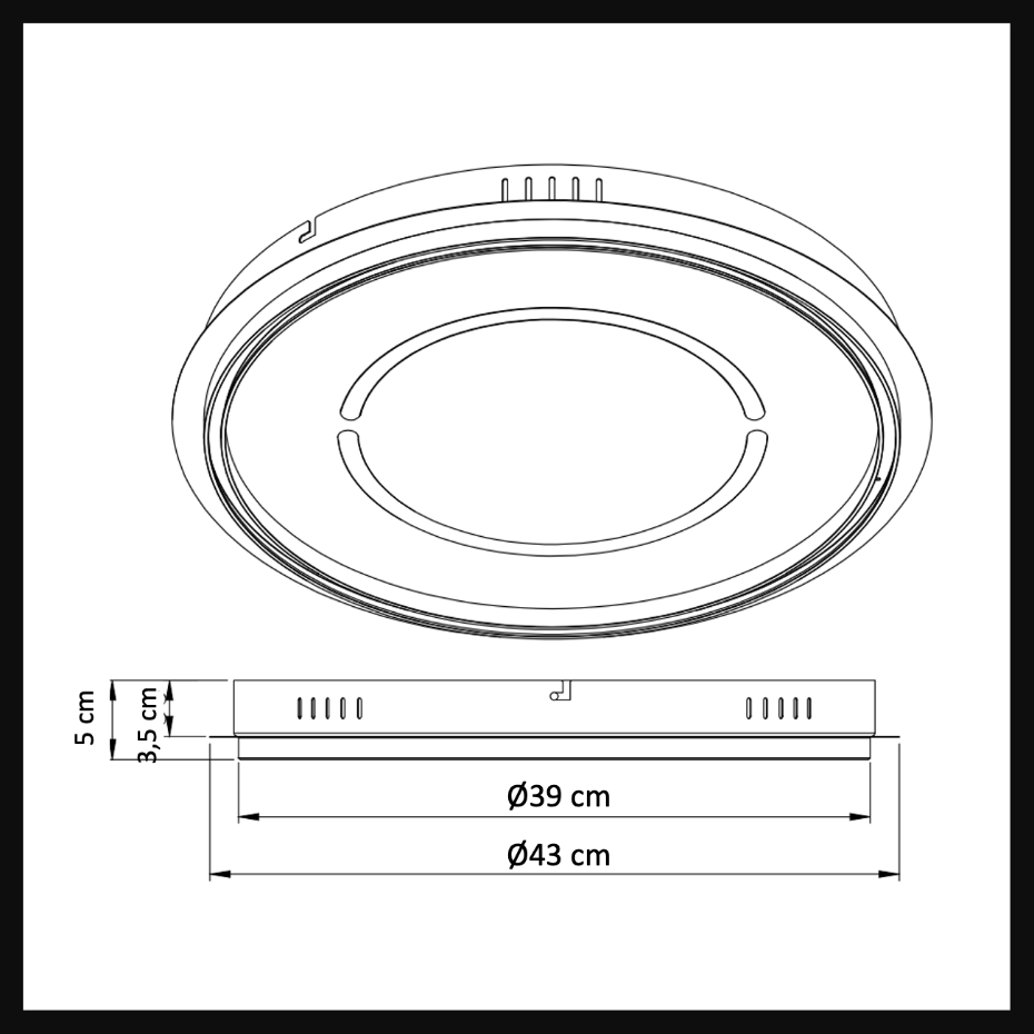 Plafonnier LED rond double cercle - OLAVA