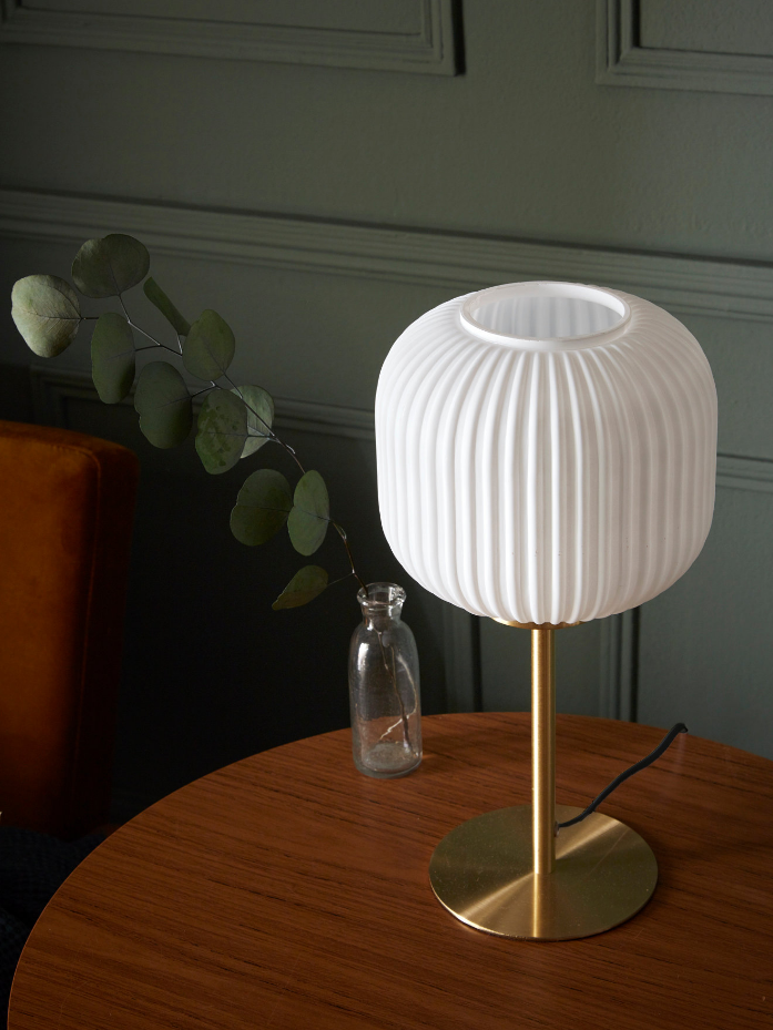 Lampe laiton et verre strié