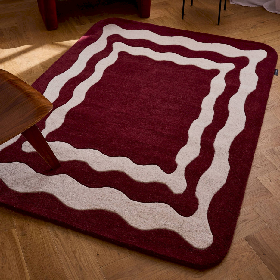 Tapis fait main en laine et coton  d'orage