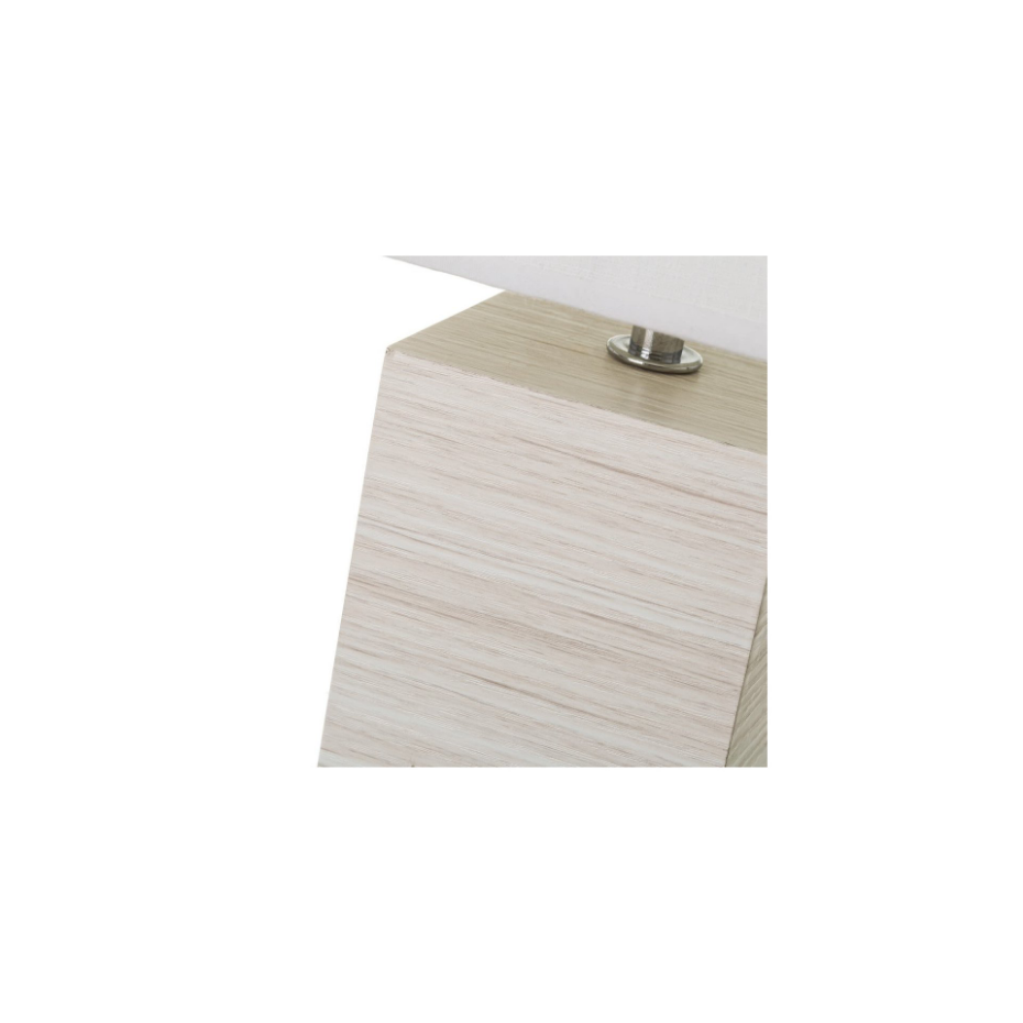 Lampe à Poser Base en Bois Blanchi et Abat-jour Blanc - Hauteur 26.50cm