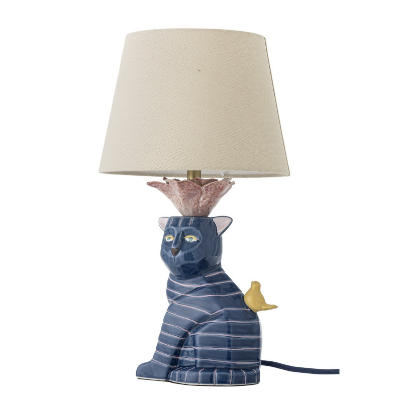 Lampe chat grès peint  ERI