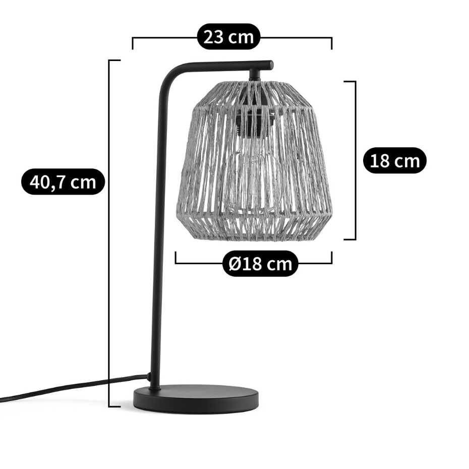 Lampe à poser, en métal fer et chanvre, YAKU