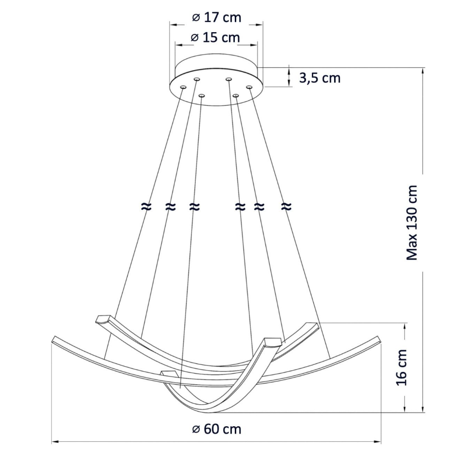Suspension LED dorée barres courbées - HEIDI