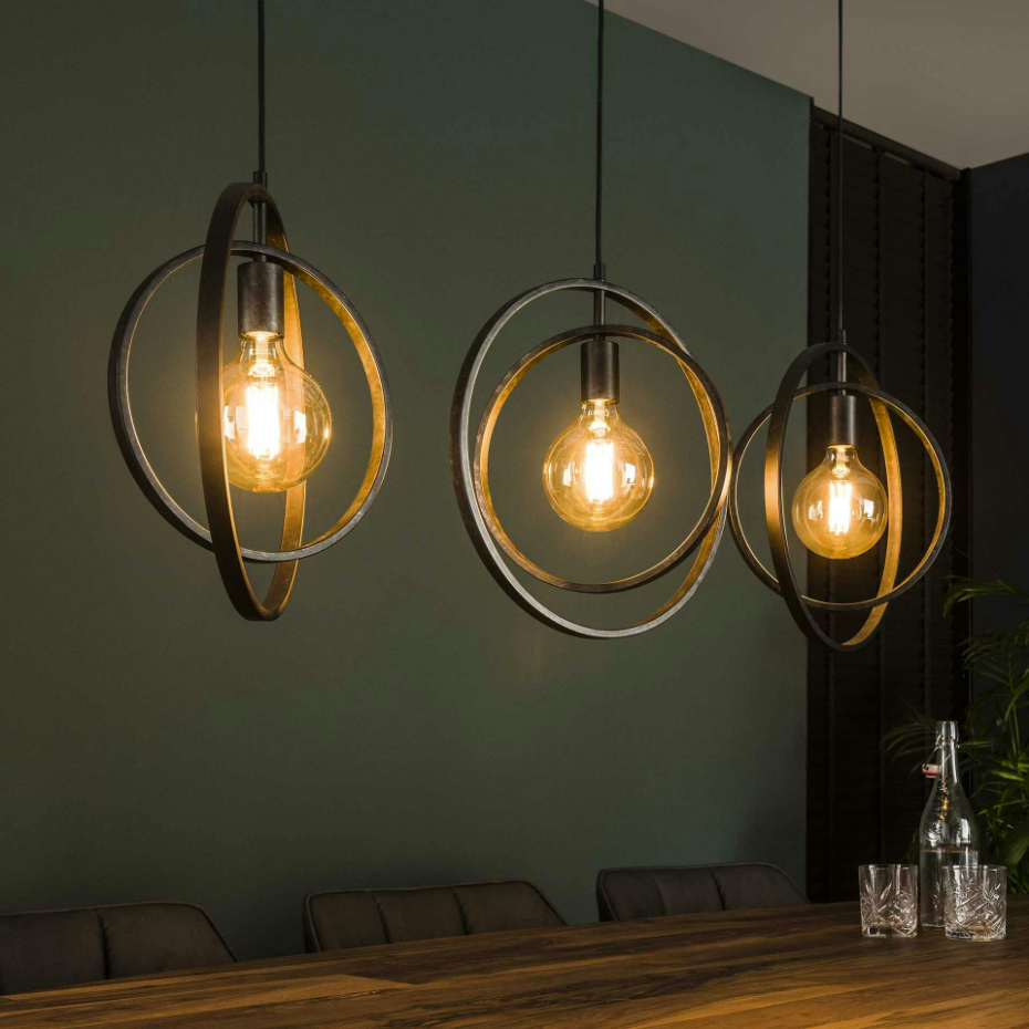 Suspension 3 lampes anneaux croisés TRIBECA