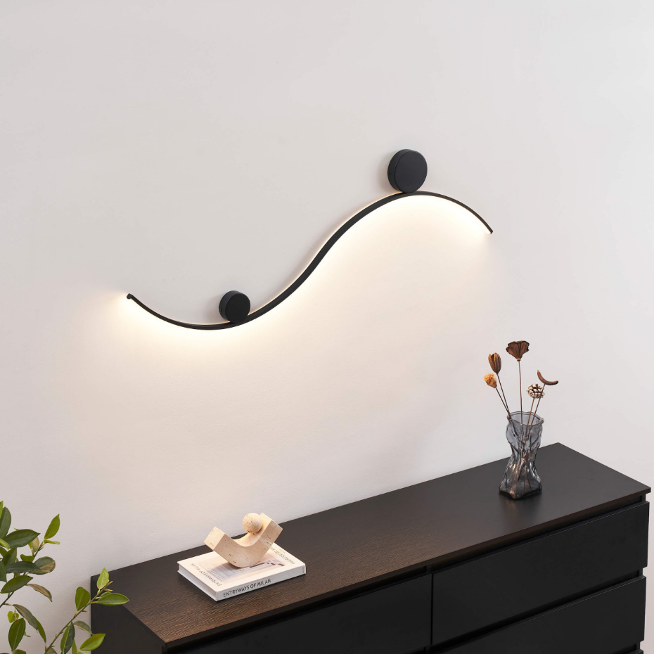 Applique LED noire vague - CURVA