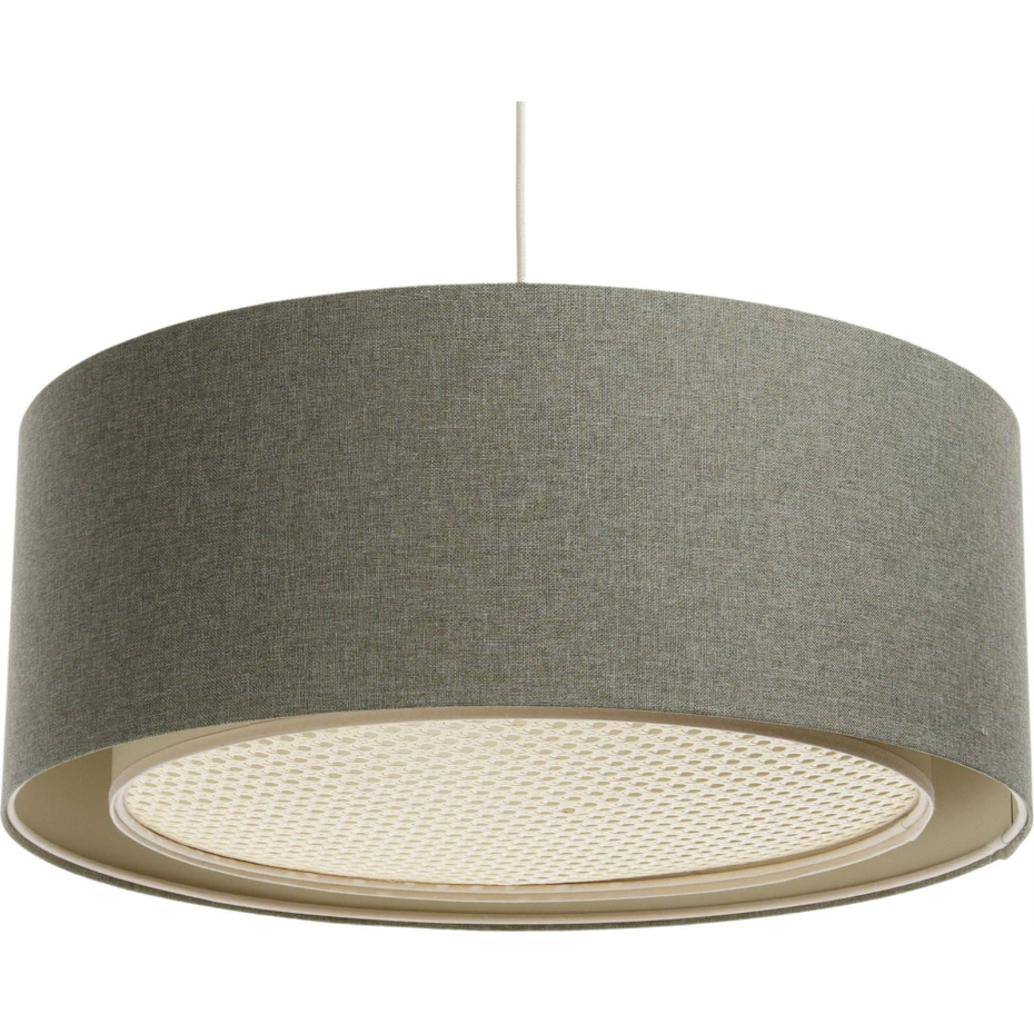Suspension ronde en tissu et rotin Boho Elegant