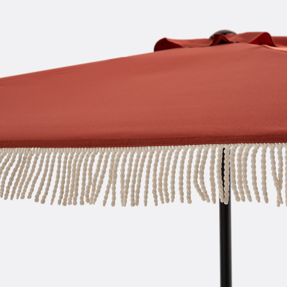 Demi-parasol de balcon à franges Medio