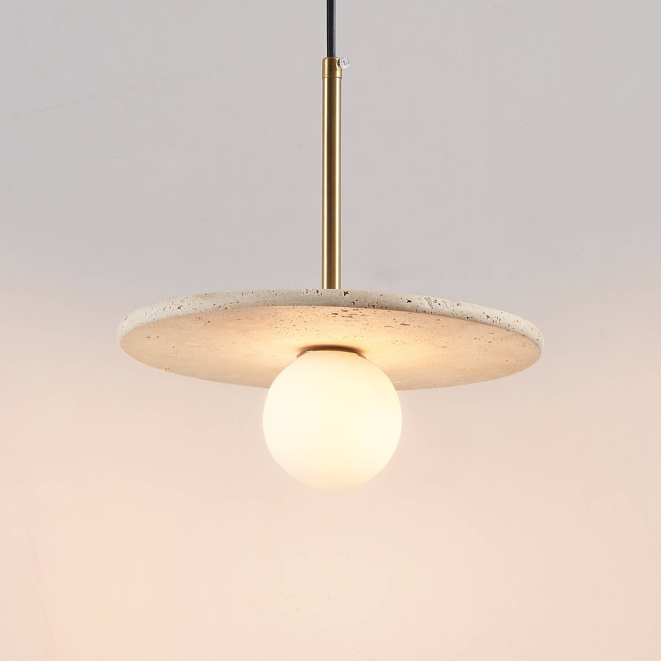 Suspension travertin et globe opale - SILVIA