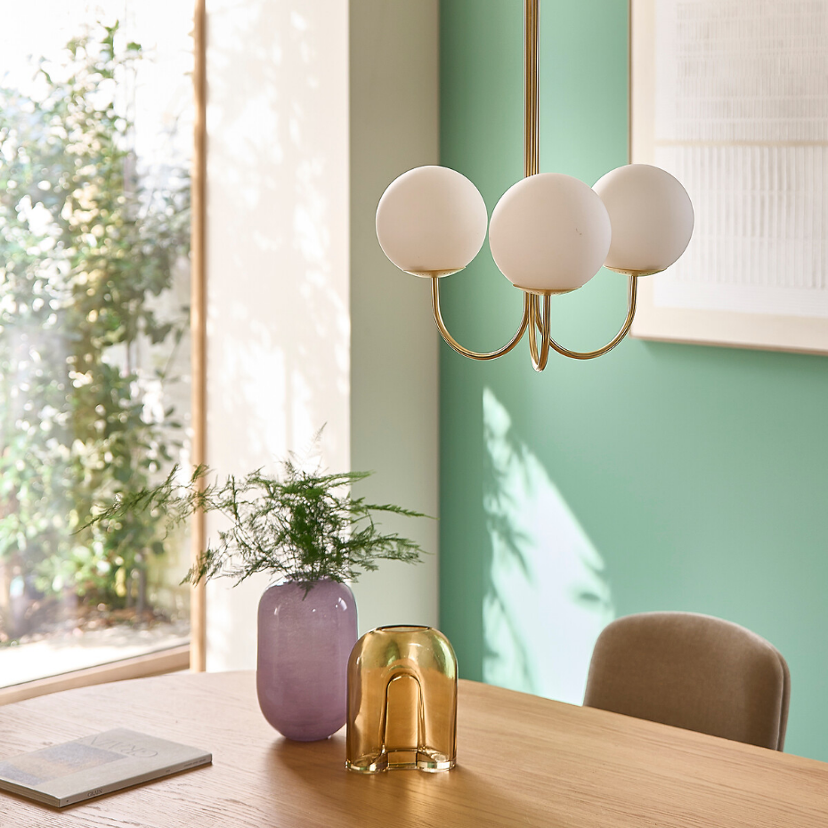 Suspension laiton et verre opaline, Moricio