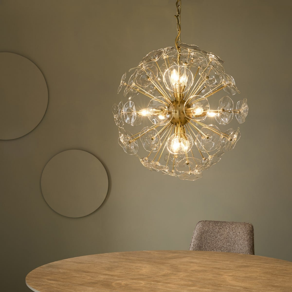 Lustre en verre et métal laiton DAHLIA