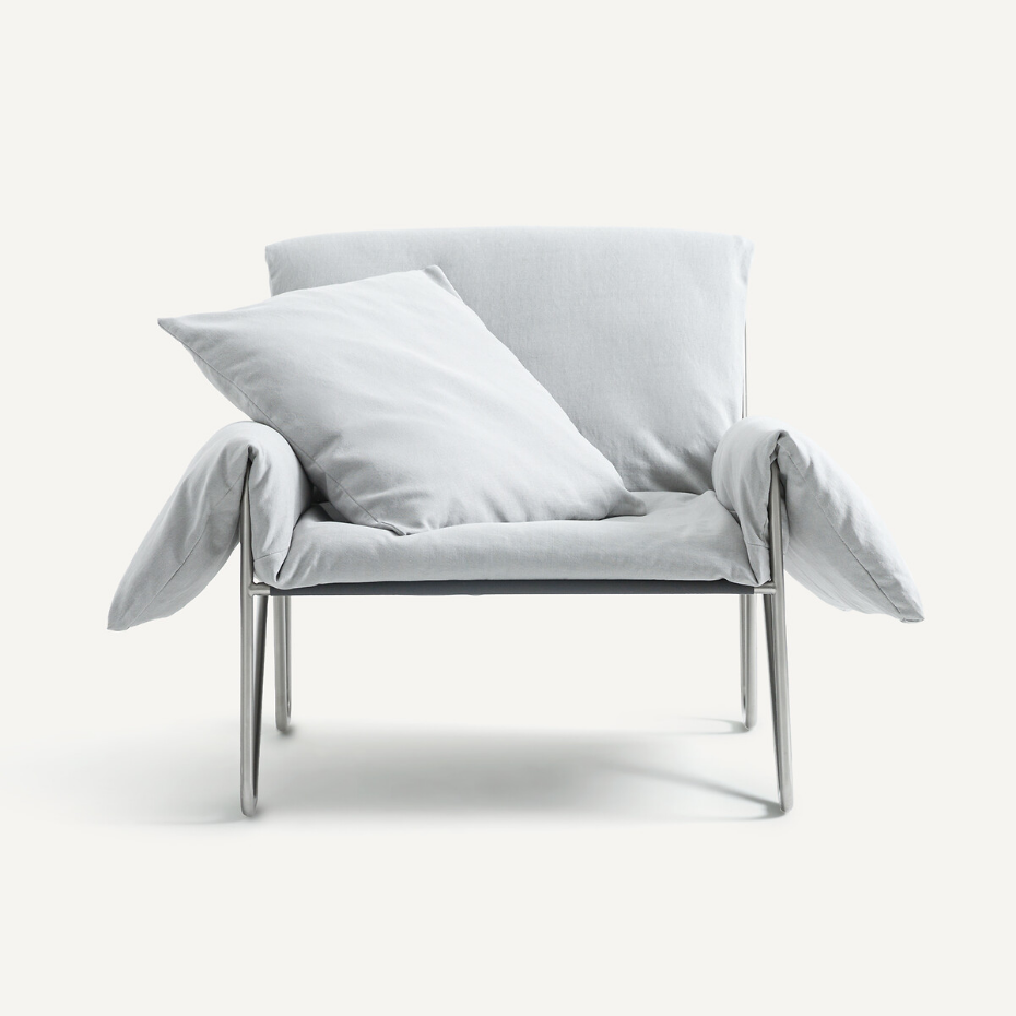 Fauteuil en coton-lin et métal acier, Nomad