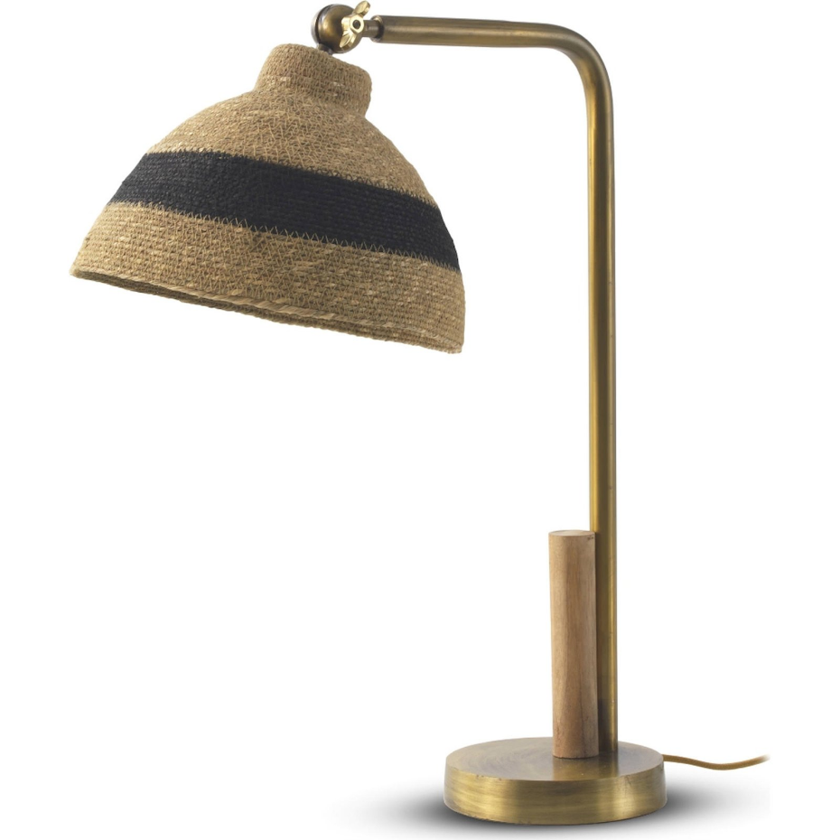 Lampe de table en métal avec abat-jour fibre tressée