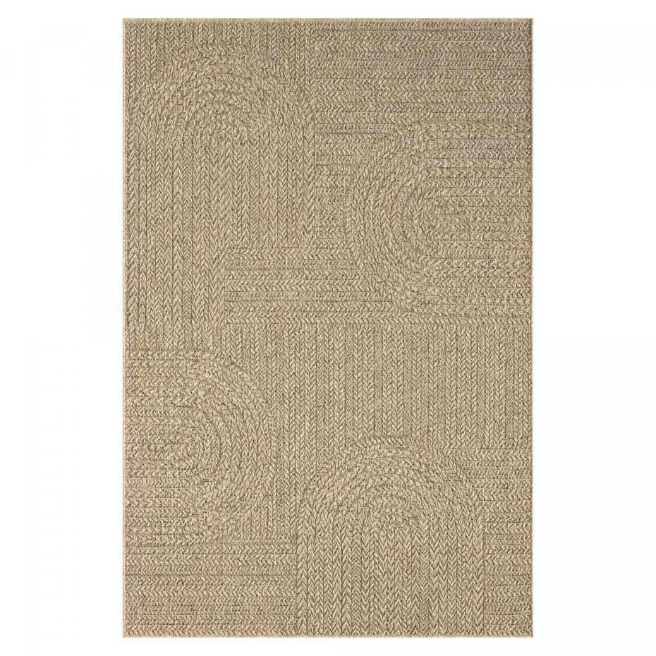 Tapis extérieur intérieur LYN13 REZA aspect jute motif arc-en-ciel ton sur ton