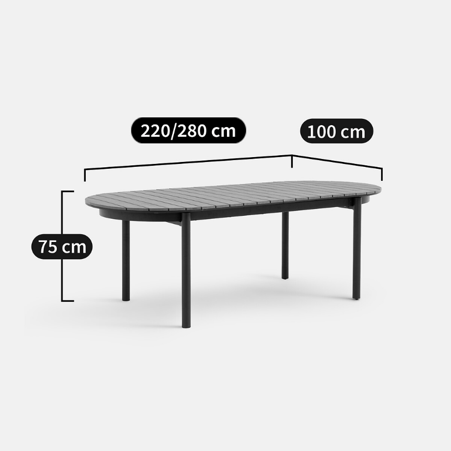 Table de jardin extensible, aluminium, Palina