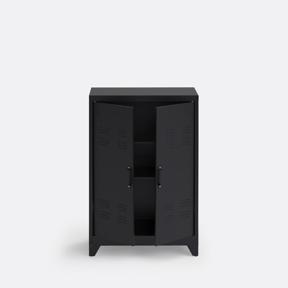 Armoire basse 2 portes en métal acier, Hiba