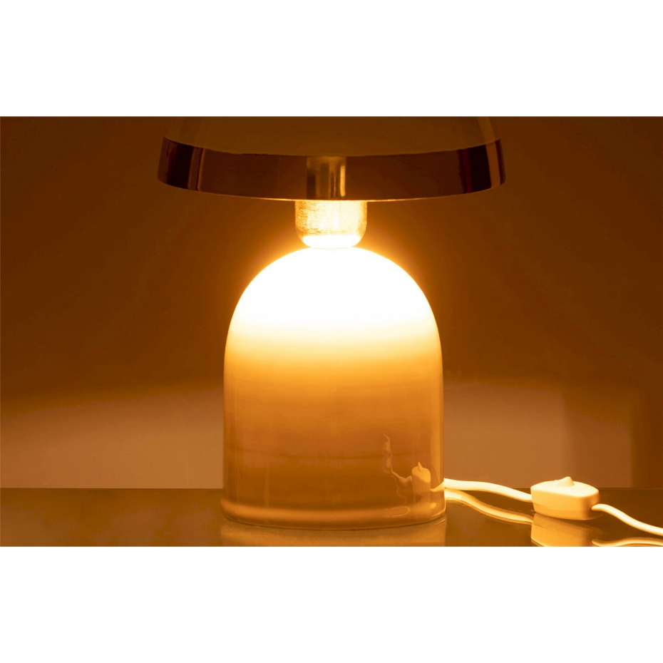 Lampe de table ronde en métal bord doré