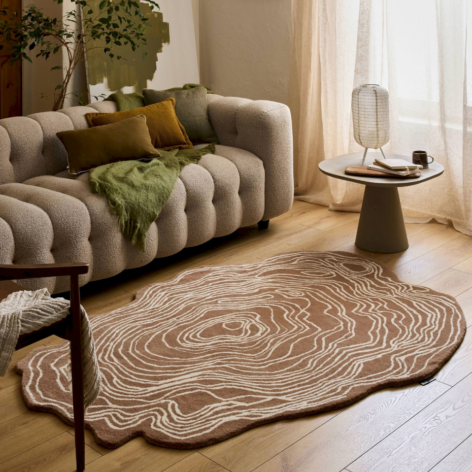 Tapis fait main en laine et coton cèdre