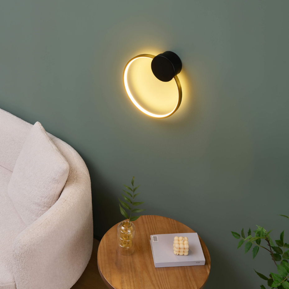 Applique circulaire LED anneau doré - ALISA