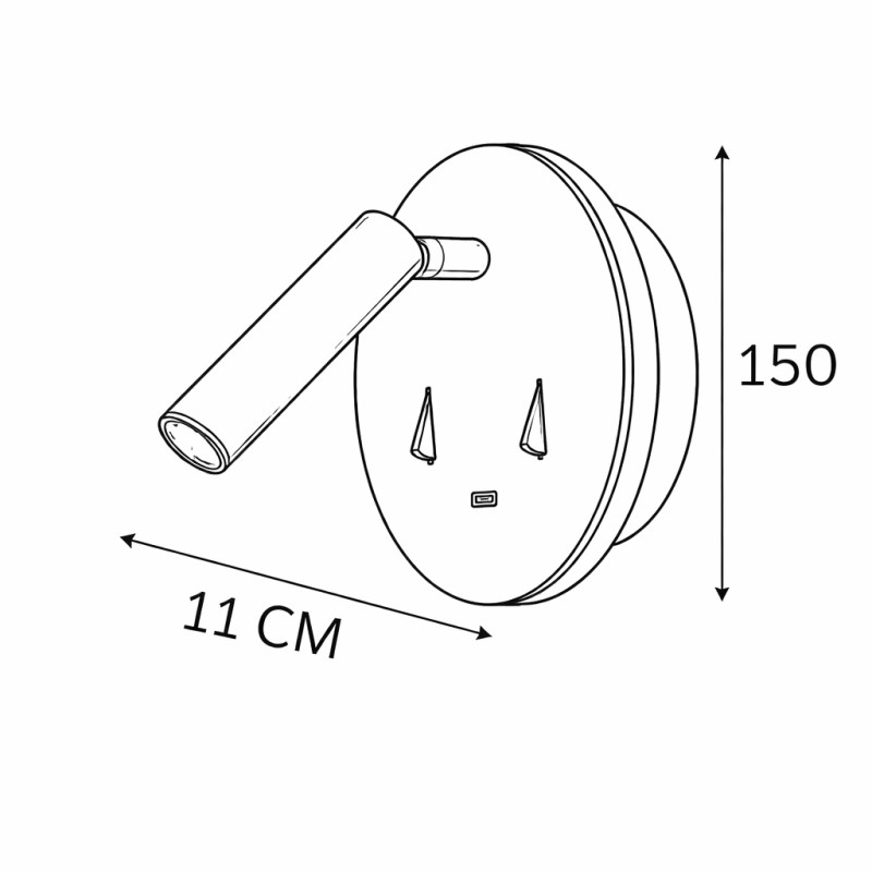 Applique Tête De Lit Led Noir USB-C Mily