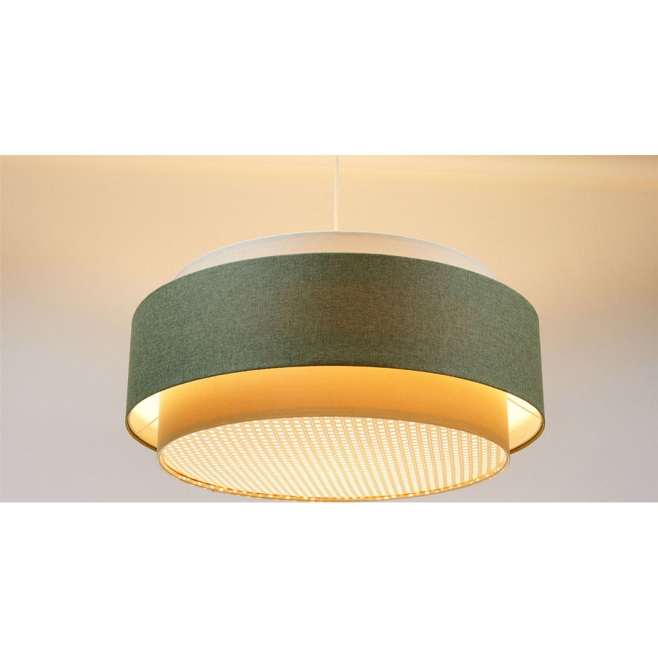 Suspension ronde en tissu et rotin Boho Elegant