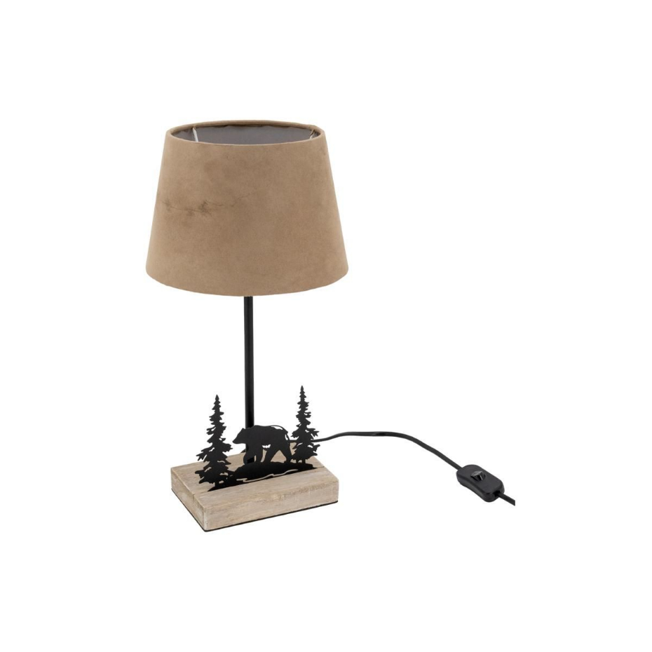 Lampe en métal et bois décor Forêt 1 ours + 2 sapins