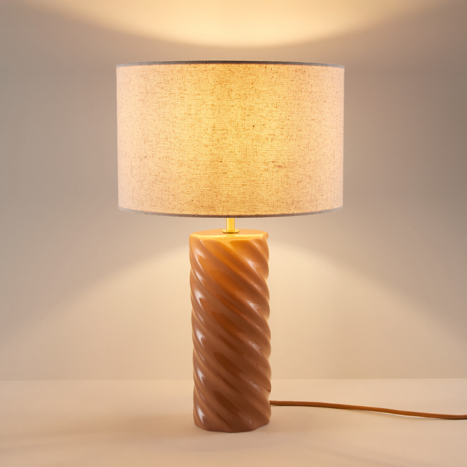Lampe à poser céramique et lin, Dehen