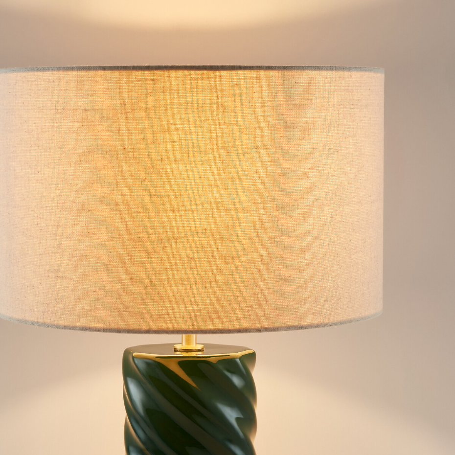Lampe à poser céramique et lin, Dehen