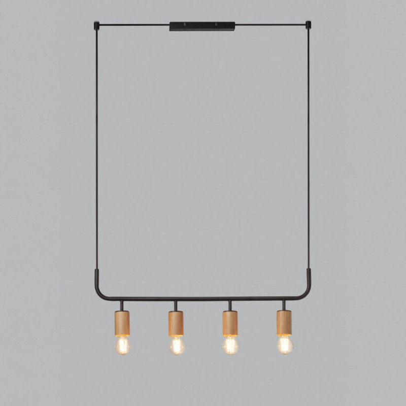 Suspension horizontale 4 lampes bois clair Copa