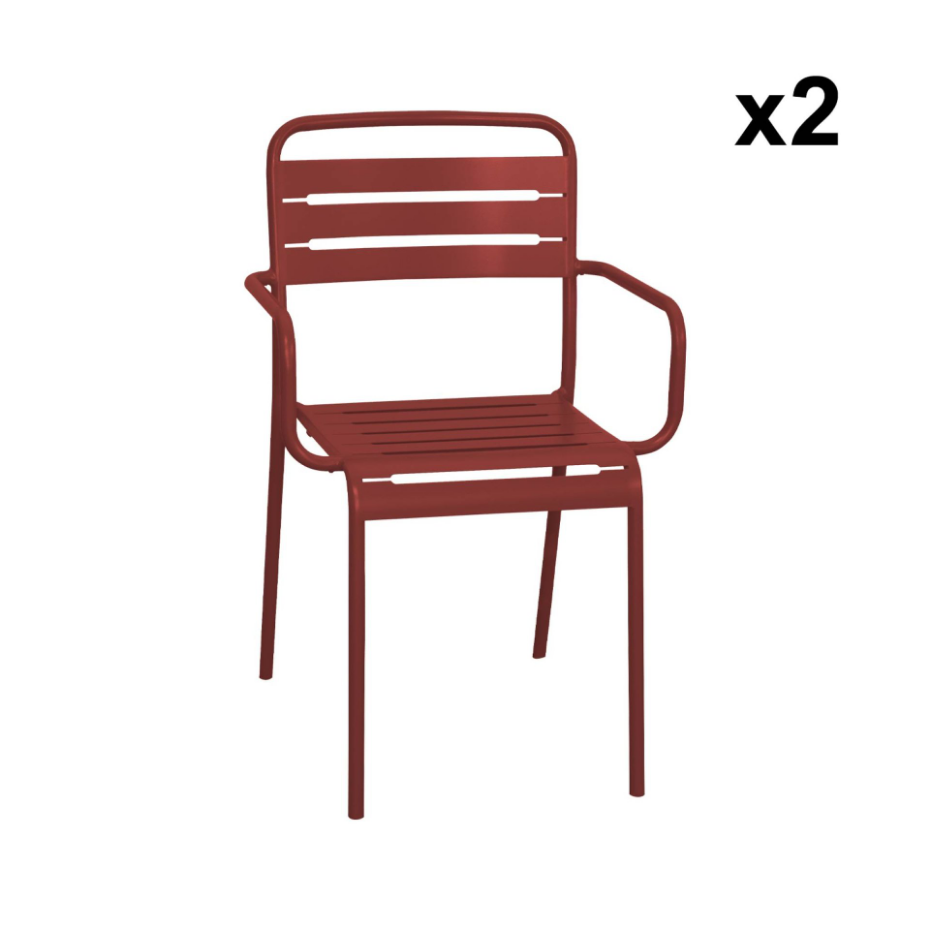 Table de jardin pliante métal + 6 assises AMÉLIA