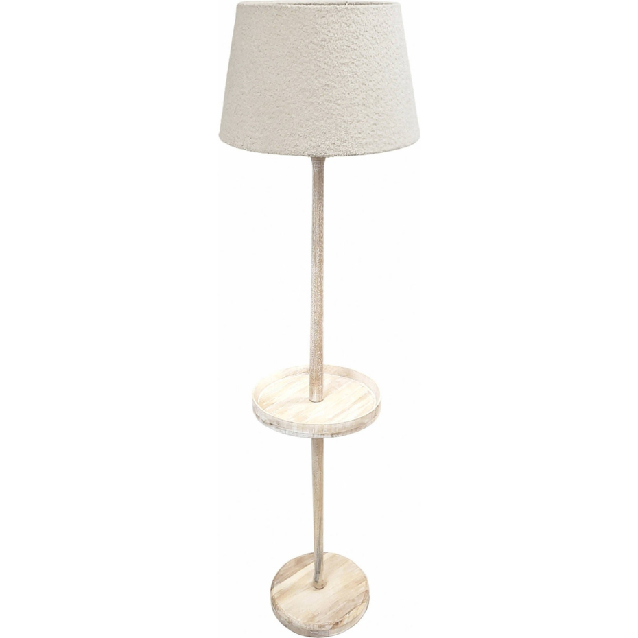 Lampe sur pied en bois et tissu rond