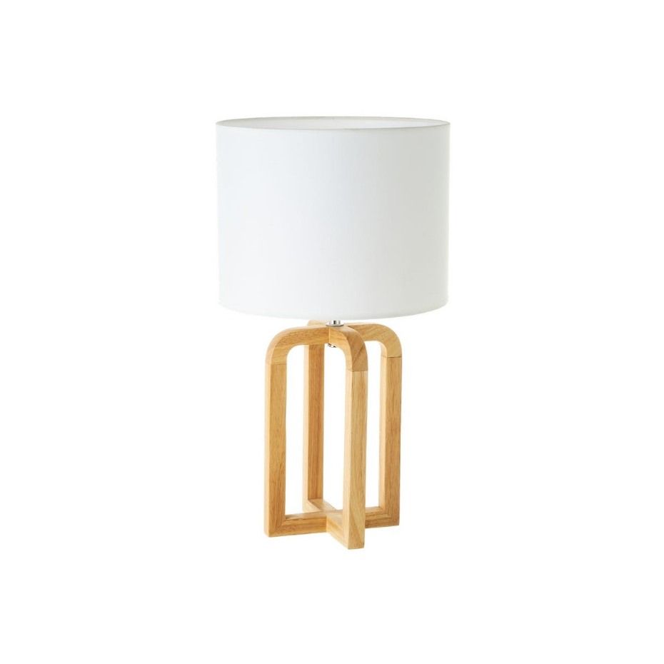 Lampe à poser chêne et abat-jour blanc - 26x26x46.7cm