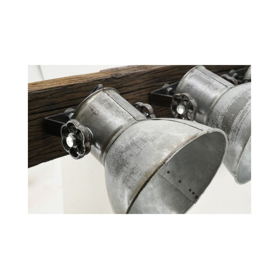 Applique en bois recyclé et métal 4 lampes