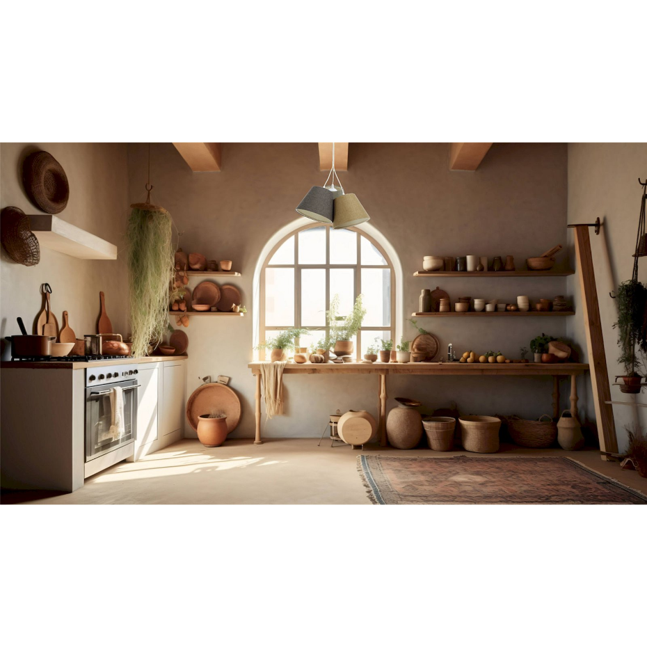 Suspension ronde en tissu pour salon ou chambre Boho Elegant