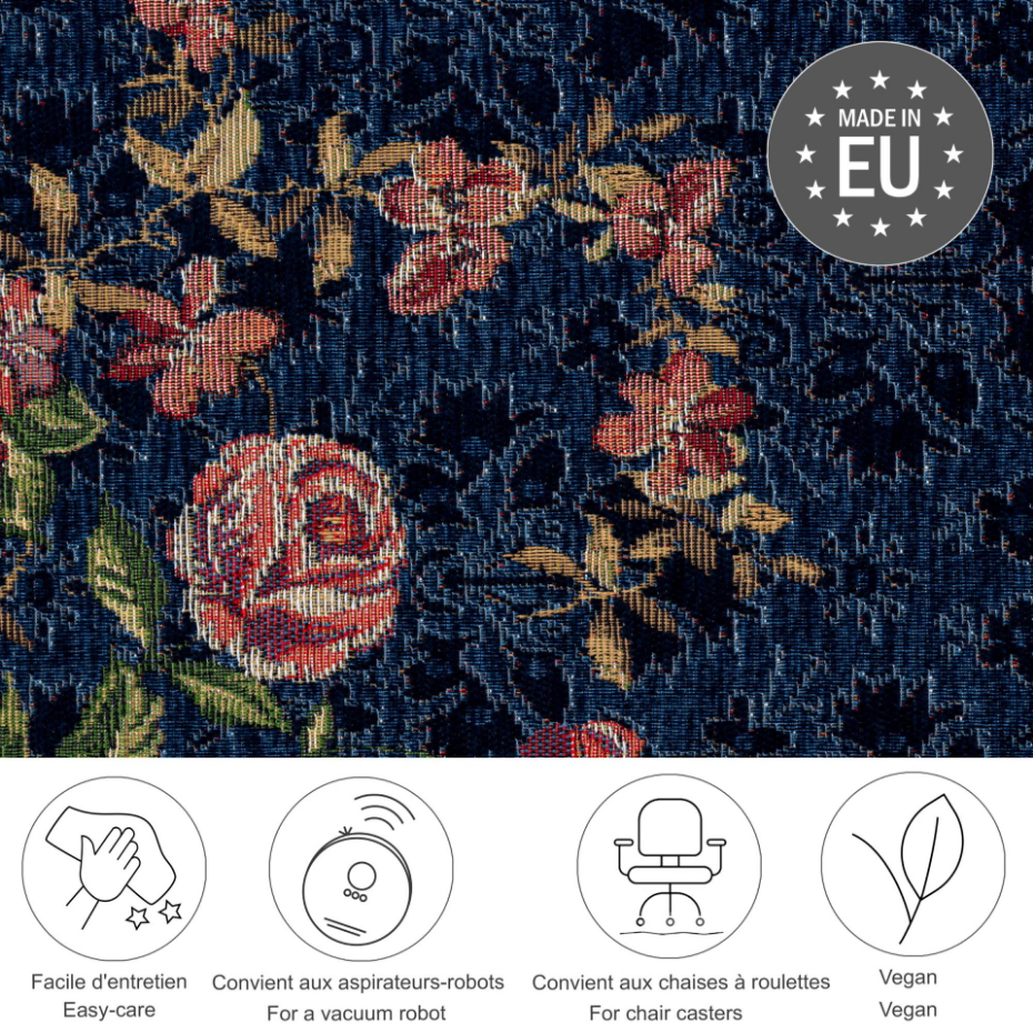 Tapis floral tissé à la machine avec bordure - Flomi